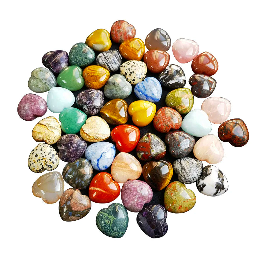 3 cm Crystal Heart Natural Gemstone Chakra Healing Admix Eco-Friendly UV Printed Home Decoration Pendant Wholesale