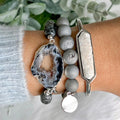 Bohemia Healing Crystal Jewelry Set Fashion Natural Agate Amethyst Quartz Druzy Stack Bangle Bracelet Set