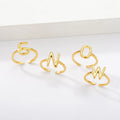 Personalized Hollow A-Z Gold Letter Ring Initials Name Alphabet Adjustable Open Knuckle Full Finger Rings
