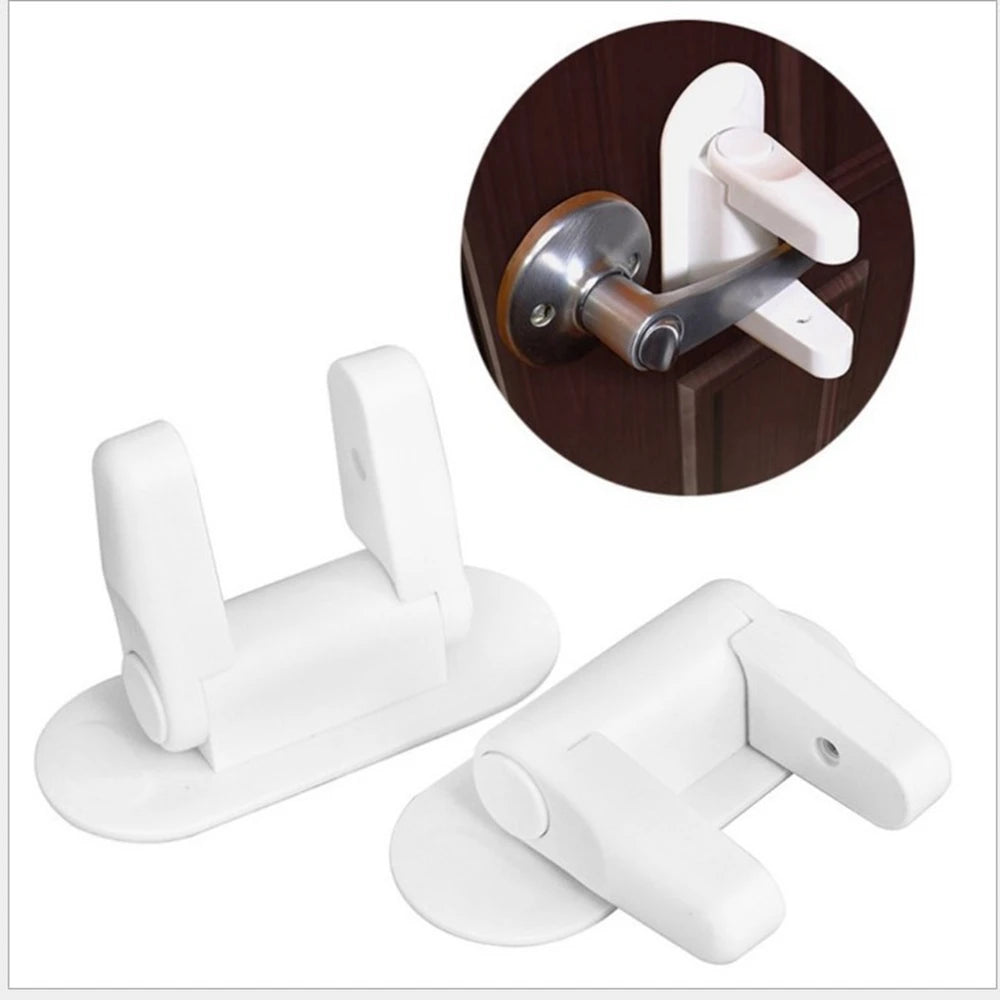 Childproof Plastic Door Lever Lock with 3M Adhesive Backing Prevents Toddlers From Opening Doors