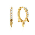 925 Sterling Silver & Rose Gold Rivet Street Punk Huggie Hoop Earrings for Wedding Party or Gift with Gold Plating