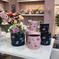 Printed Flamingo Pattern Round Paper Tube 3-Piece Set Portable Flower Box  Holding Barrel Barrel Gift Box for Valentine's Day