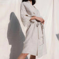 OEKO-TEX Organic 100% Flax Linen Robes for Women Pink 170gsm Soft Breathable for Summer Autumn Spring