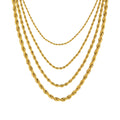 Stainless Steel 2MM 3MM 4MM 5MM Tarnish Free Gold PVD Twist Thick Chain Choker Layered Men Women Gold Rope Chain Necklace