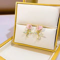 GT Fashion S925 Silver Needle Pearl Earrings Rose Earrings for Women Exquisite Pearl Temperament Earring Party Jewelry