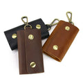 Creative Luxury Men's Black Metal Key Chains Genuine Leather Car Key Holder and Gift Small Stainless Steel Keychains
