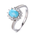 Factory New Arrivals Rings Jewelry Sterling Silver 925 Oval Larimar Stone Wedding Ring for Women