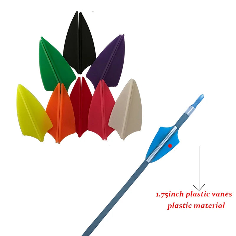 Linkboy Archery 1.75" Shield Shape Plastic Vanes ID4.2mm Carbon Arrow Hunting Shooting Outdoor Bow and Arrows Archery DIY