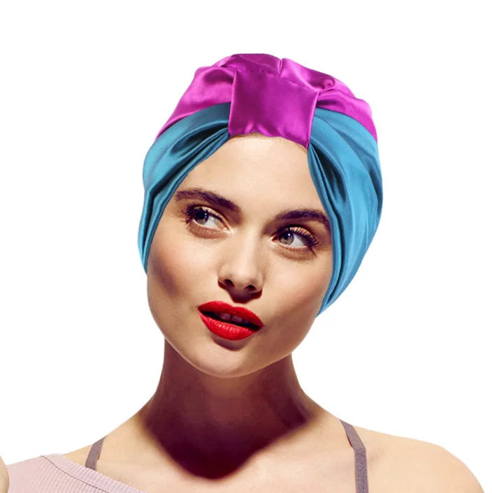 Wholesale Fashion Lady Daily Use Solid Silky Head Cover Cap Sleep Cancer Cap Cotton Sleep Turban for Women 433