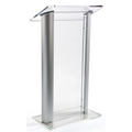 Clear Acrylic and Silver Aluminum Podium Acrylic Church Pulpit Lectern