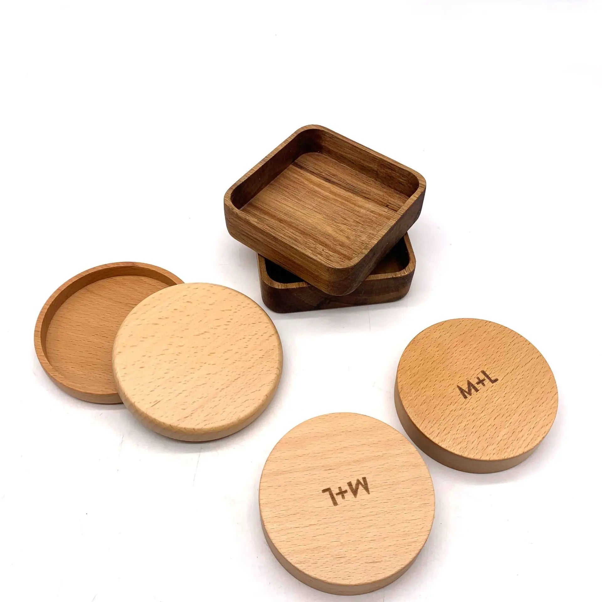 Tea Coffee Cup Placemats Decor Walnut Wood Coasters Eco-Friendly Disposable Drink Mat Bowl Teapot Fashion Classic Style Custom