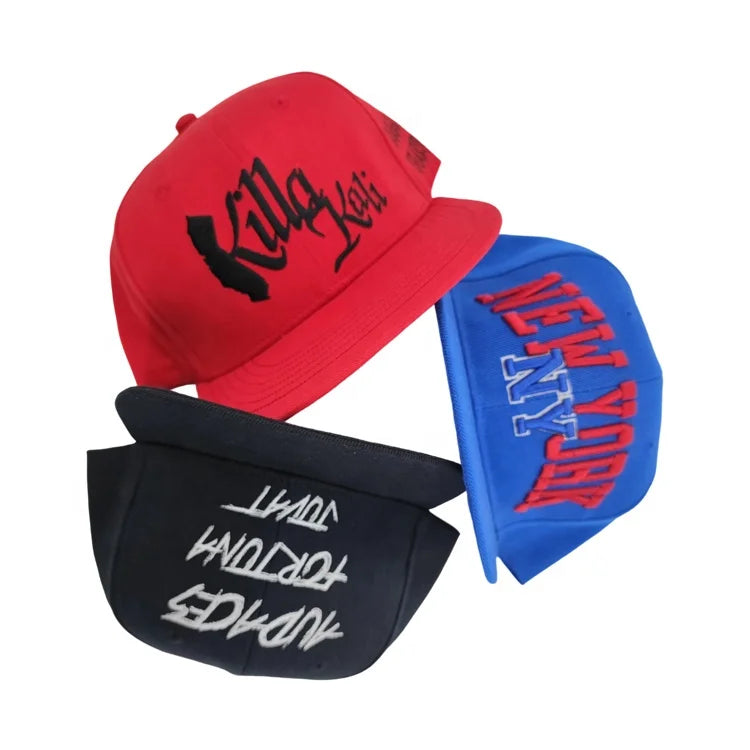 Wholesale Embroidery Logo One Size Snap Back Caps Design Hiphop Flat Bill Snapback Hats Canvas Bows Breathable Waterproof Unisex