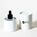 1oz 30ml Cosmetic Skincare Cylinder Frosted Beard Hair Essential Oil Serum Glass Dropper Bottle With Cylinder Tube Box Packaging