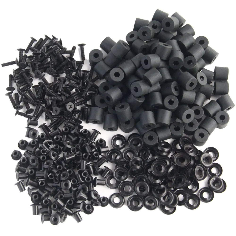 Black Cross Flat Head Long Post Chicago Screw W/ Metal Countersunk Finish Washer Thick Rubber Washer for DIY Scabbard Holster