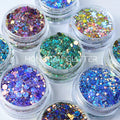 3D Gemstone Glitter Holographic Chunky Polyester Nail Glitter Cosmetic Bulk Glitters for Crafts Wholesale Christmas Decorations