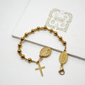 Olivia Catholic Rosary Beads Cross Bracelets Virgin Mary Rosary Stainless Steel 18k Gold Charm Bracelet