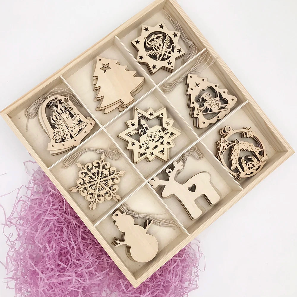 Cheaper Wholesale Custom Laser Cut Snowflakes Wood Christmas Ornaments Laser Cutting Plywood Pendant Tags for Christmas