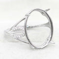 Sterling Silver 13*18mm Semi Mount Ring Empty Frame Blank Support Claws Setting S925 Base Holder Without Center Stone for Inlay
