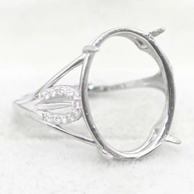 Sterling Silver 13*18mm Semi Mount Ring Empty Frame Blank Support Claws Setting S925 Base Holder Without Center Stone for Inlay