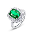 925 Sterling Silver Emerald Cut Oval Shape Trendy Engagement Ring Rhodium Plated for Wedding & Party Anniversary