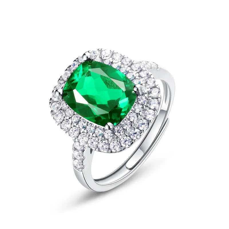 925 Sterling Silver Emerald Cut Oval Shape Trendy Engagement Ring Rhodium Plated for Wedding & Party Anniversary