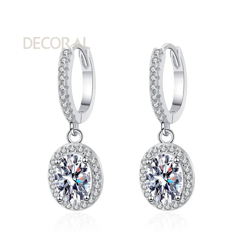 Fashion Bridal Wedding Earrings Wholesale 925 Sterling Silver Oval Cut 2CT Fine Charm Moissanite Diamond Earrings