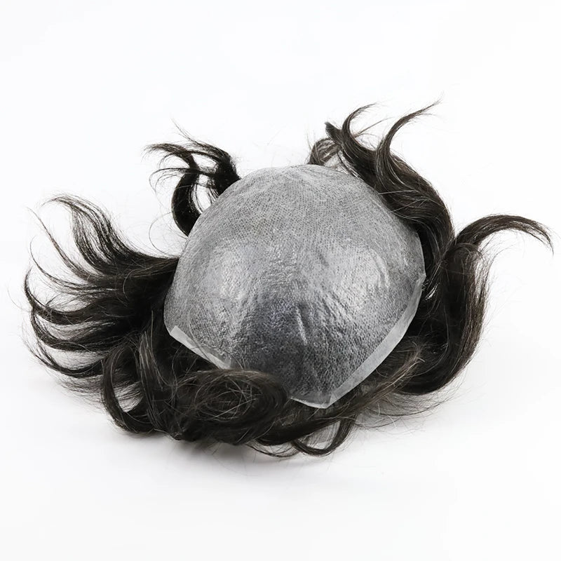 130% Density Full Skin PU Toupee 80g Hair Pieces Single Knot