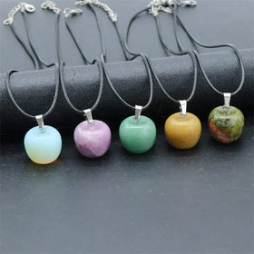 Wholesale Fashion Necklace with Crystal Stone Apple Pendant Diamond Plated Quartz Pendant Christmas Gift with Charms