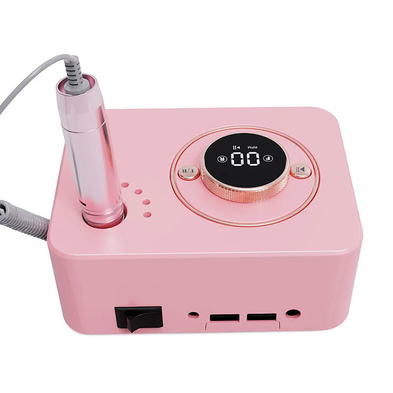 Nail Drill 35000RPM Electric Nail Files Professional Rechargeable Nail Remove Machine with LED Display & 6 Bits for Home & Salon