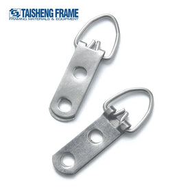 TS-K019 Iron Zinc Electroplated Silver D-Ring 2-Hole Hardware Fittings 15x45mm for Photo Framing Picture Frame Hooks