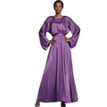 Plain Color Matte Satin Decoration With Crystal Over Size With Belt Side Pocket Turkish Emirati Abaya Dress