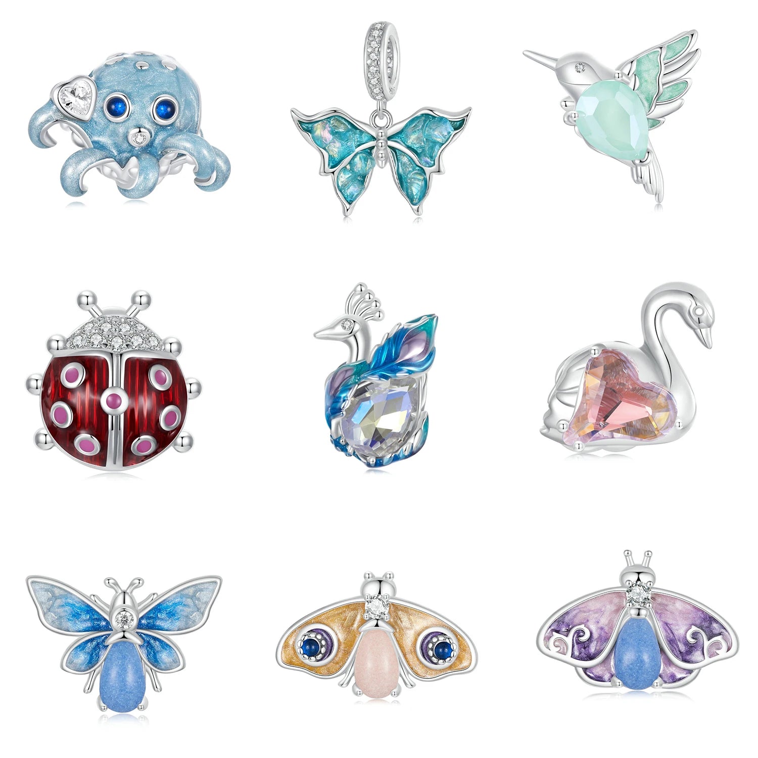 S925 Charm Octopus DIY Bracelet Bead Accessories 925 Sterling Silver Pure Charm for Jewelry Making Animal Design Bracelet Beads