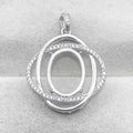 Sterling Silver 12*16mm Semi Mount Pendant Empty Frame Blank Support Setting S925 Base Holder Without Center Stone for DIY Inlay