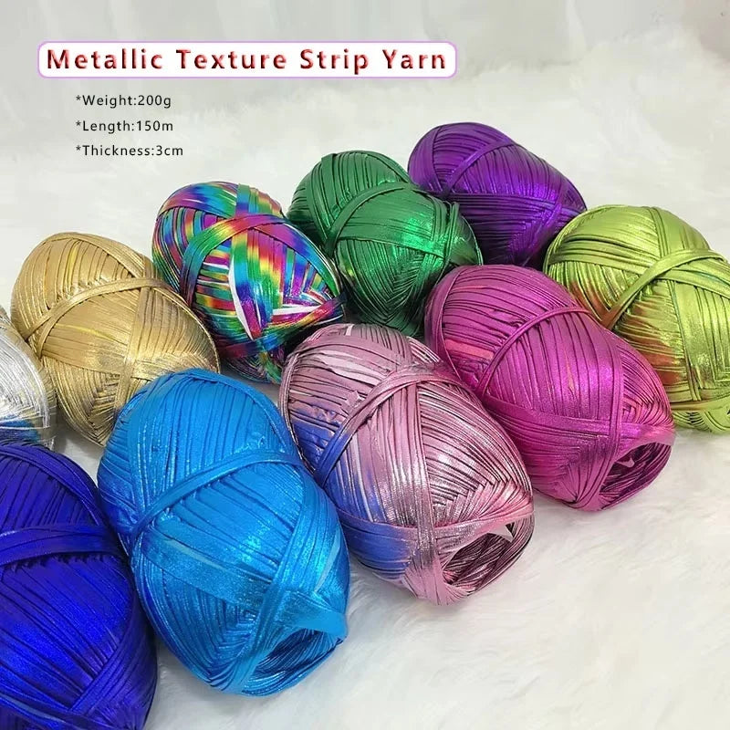 Handmade DIY Bag Featuring 100% Polyester T-Shirt Crochet Yarn Strong Smooth Metallict-Shirt Fancy Yarn