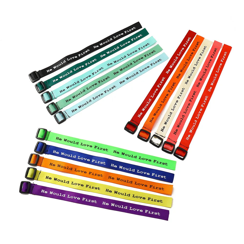 He Would Love First Woven Wristbands Religious Christian Bracelet for Fundraisers WWJD HWLF Bracelets