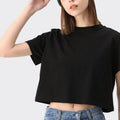 Women's 100% Cotton T-Shirt Summer Streetwear Crop Top with Custom Logo Hot Stamping 210GSM Hip Hop Style Breathable for Sport