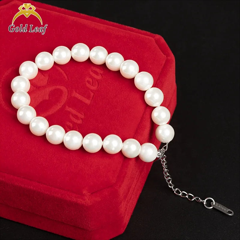 Goldleaf Factory Wholesale Natural Shell Pearl Beaded Bracelet Stainless Steel Jewelry for Gifts