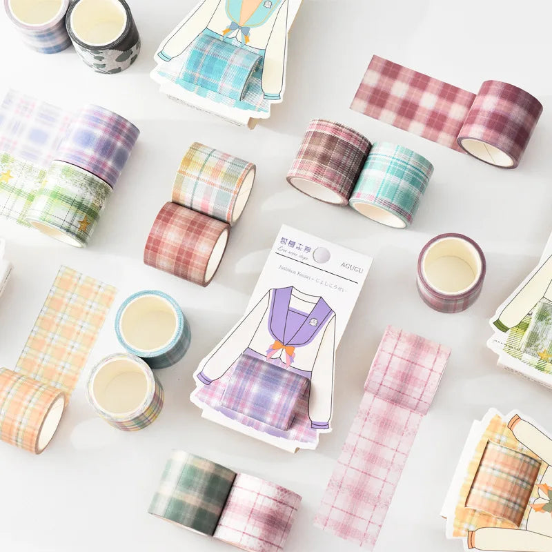 New Hand Account Stickers Girl Plaid Uniform Plaid DIY Handmade Material Stickers and Paper Washi Tape