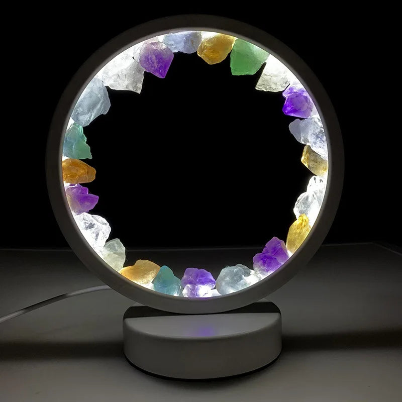 Nature Crystal Lamp USB Bedside Amethyst Gemstone Table Lamp Night Light Polished Rock Stone Home Decor for Bedroom Nightstand