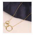 Three Ring Round Women's Clavicle Necklace Geometric Unique Rhodium & Gold Plated Engagement Wedding Gift Party 925 Silver