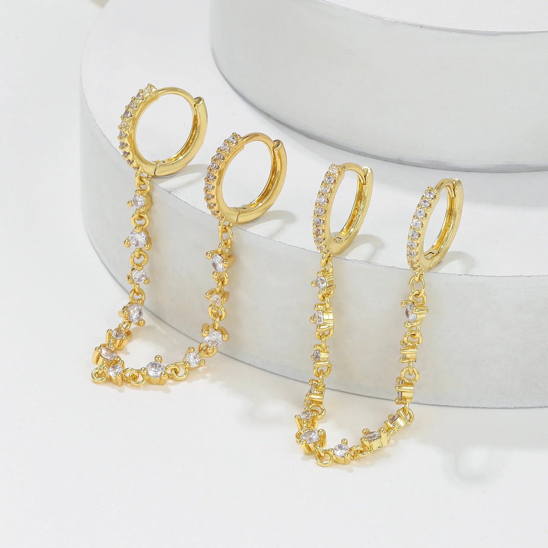 2024 New Design Wholesale Chain Earrings Set18K Gold Plated Brass Earrings Fashion Jewelry Exquisite High-End Earrings for Women