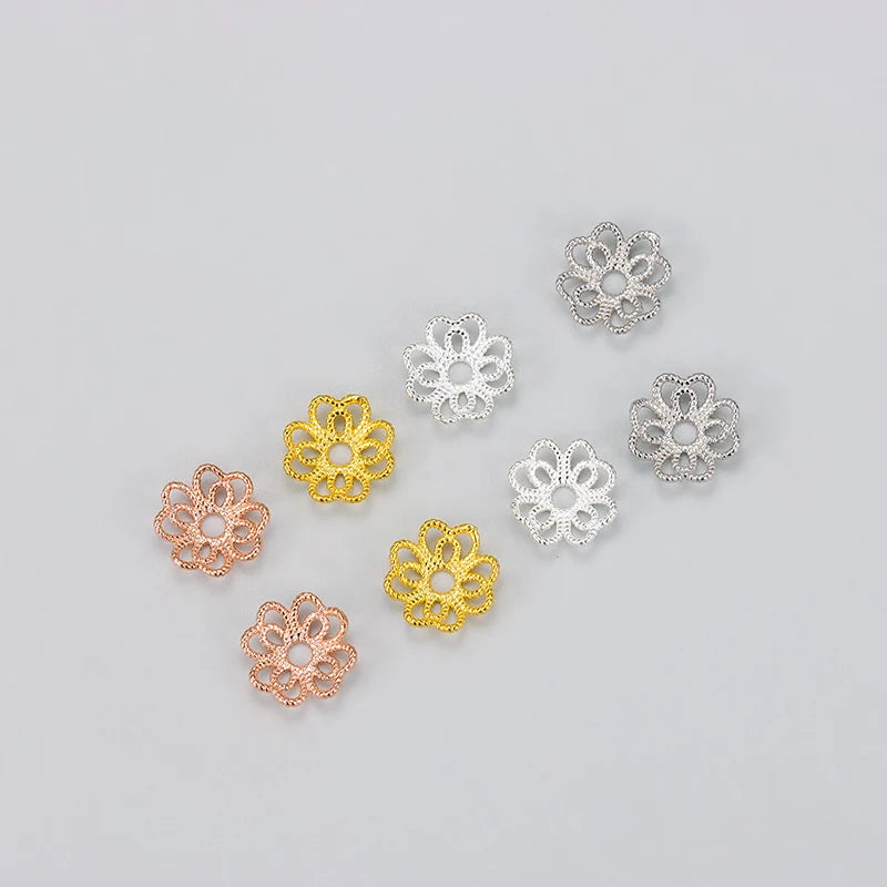 Wholesale 925 Sterling Silver Spacers Bead Accessories DIY Flower Shaped Hollow Bead for Jewelry Making Supplies