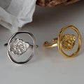 Waterproof Geometric Jewelry 18K PVD Gold Plated S925 Sterling Silver Hollow Hammer Open Rings for Women