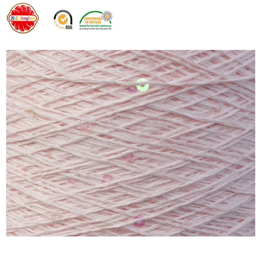 100% Cotton Fancy Yarn with New Design Shiny 3mm Gold Silver Sequin Thread Fluffy Blend Yarn