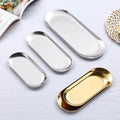 Silver Oval Towel Storage Fruit Cosmetics Jewelry Trays Metal Organizer Cookie Rolling Stainless Steel Gold Decorative Plate