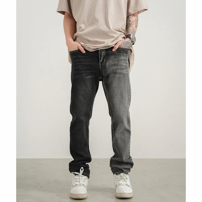 Custom Label Trousers for Men Drop Ship  Stock Street Wear Stock Grey Men Denim Jeans