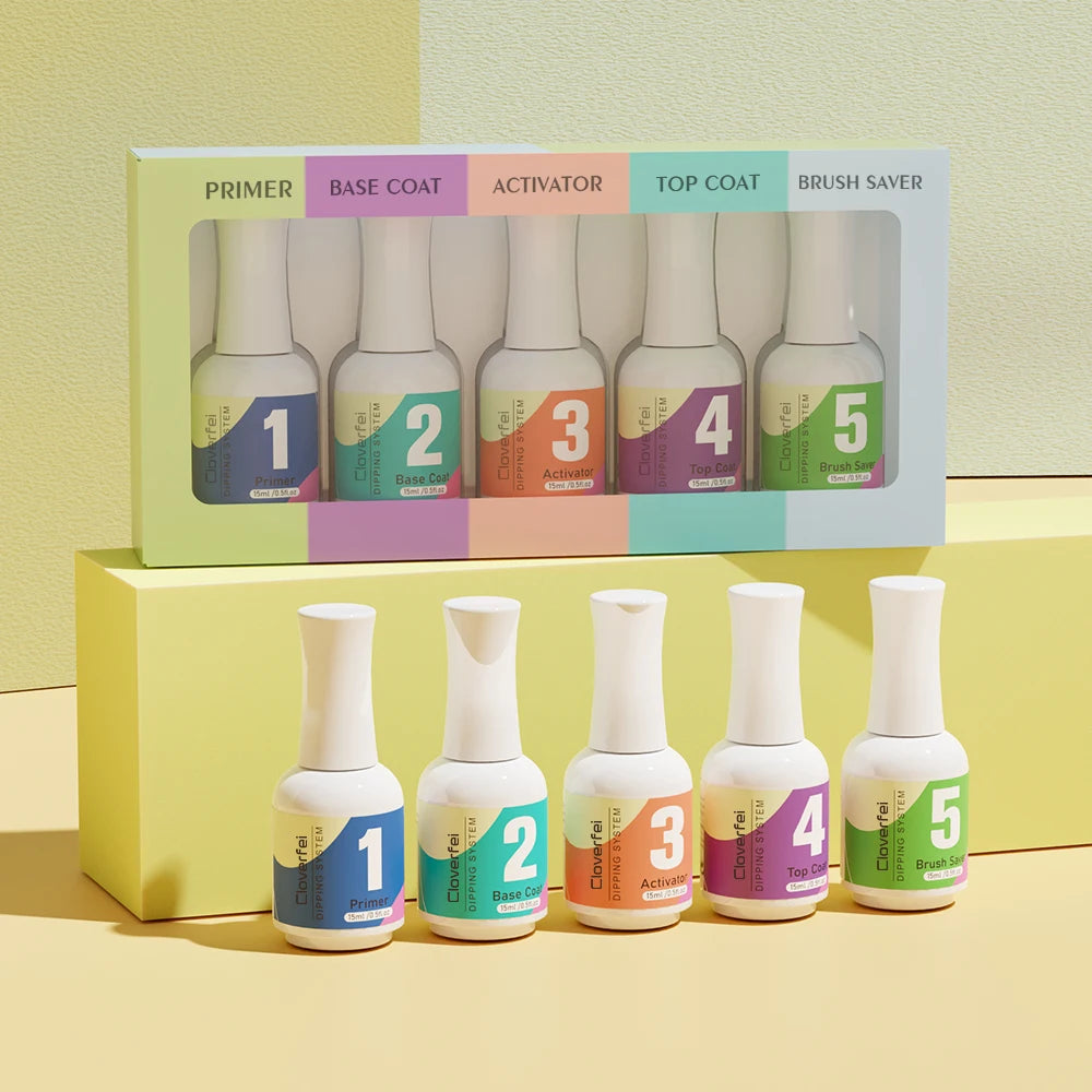 Nail Primer Nail Activator Gel Base and Top Coat Nail Polish Dipping Liquid Set