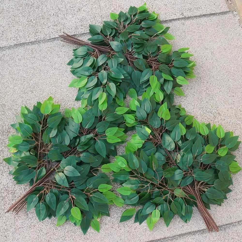 12pcs Scandinavian Design Artificial Ficus Leaves with Tree Branches Plastic Indoor and Outdoor Wedding Home Decoration