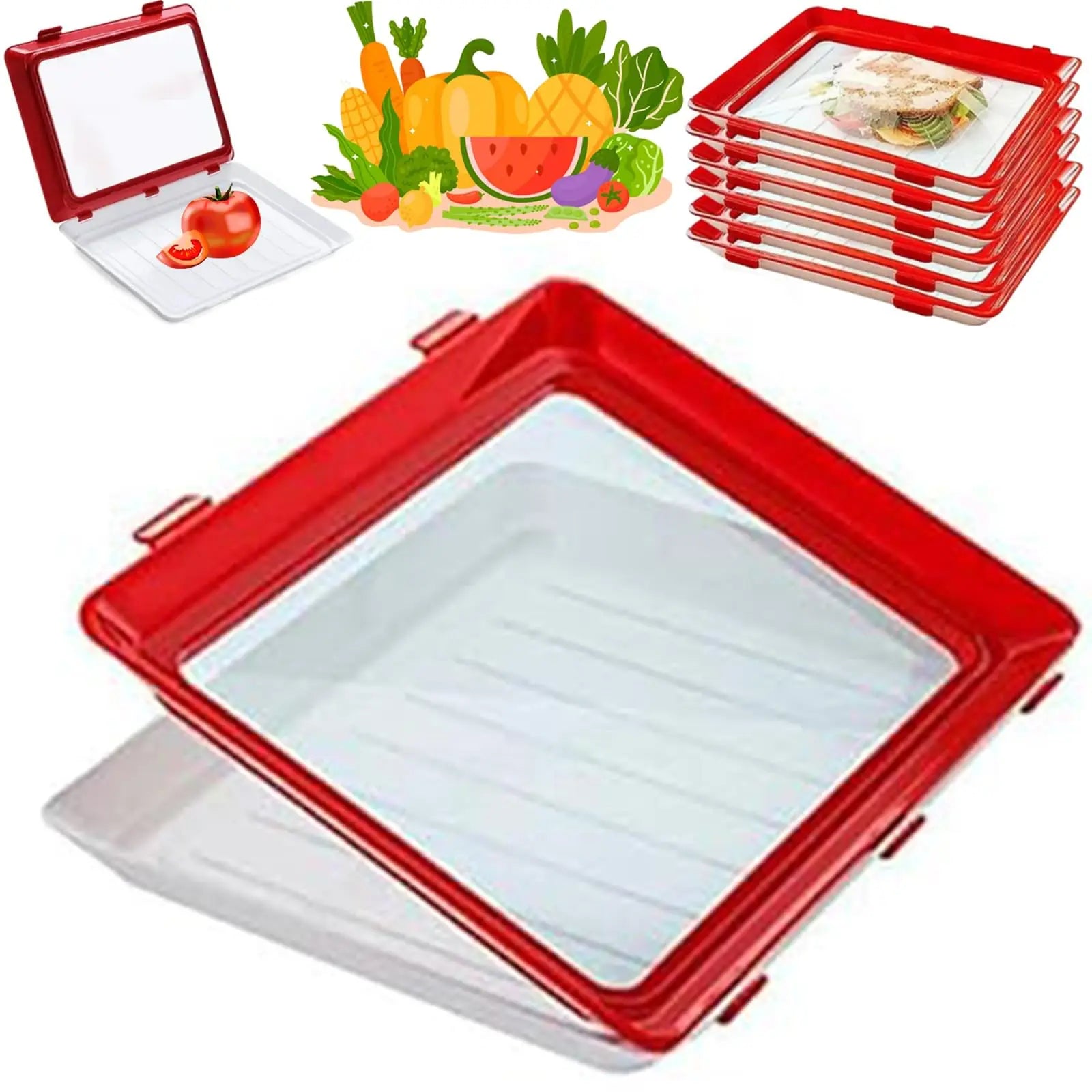Food Plastic Preservation Tray Stackable Reusable Creative Fresh Tray Storage for Food Preservation With Stretch Cover