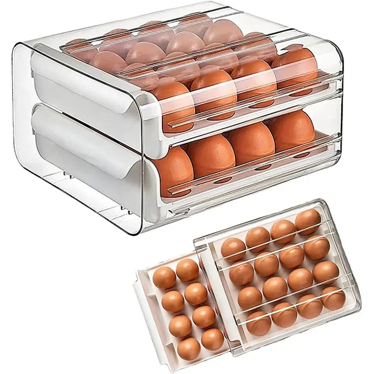 Egg Storage Drawer for Refrigerator Egg Holder for Refrigerator Fridge Drawer Organizer Pull Out Egg Trays